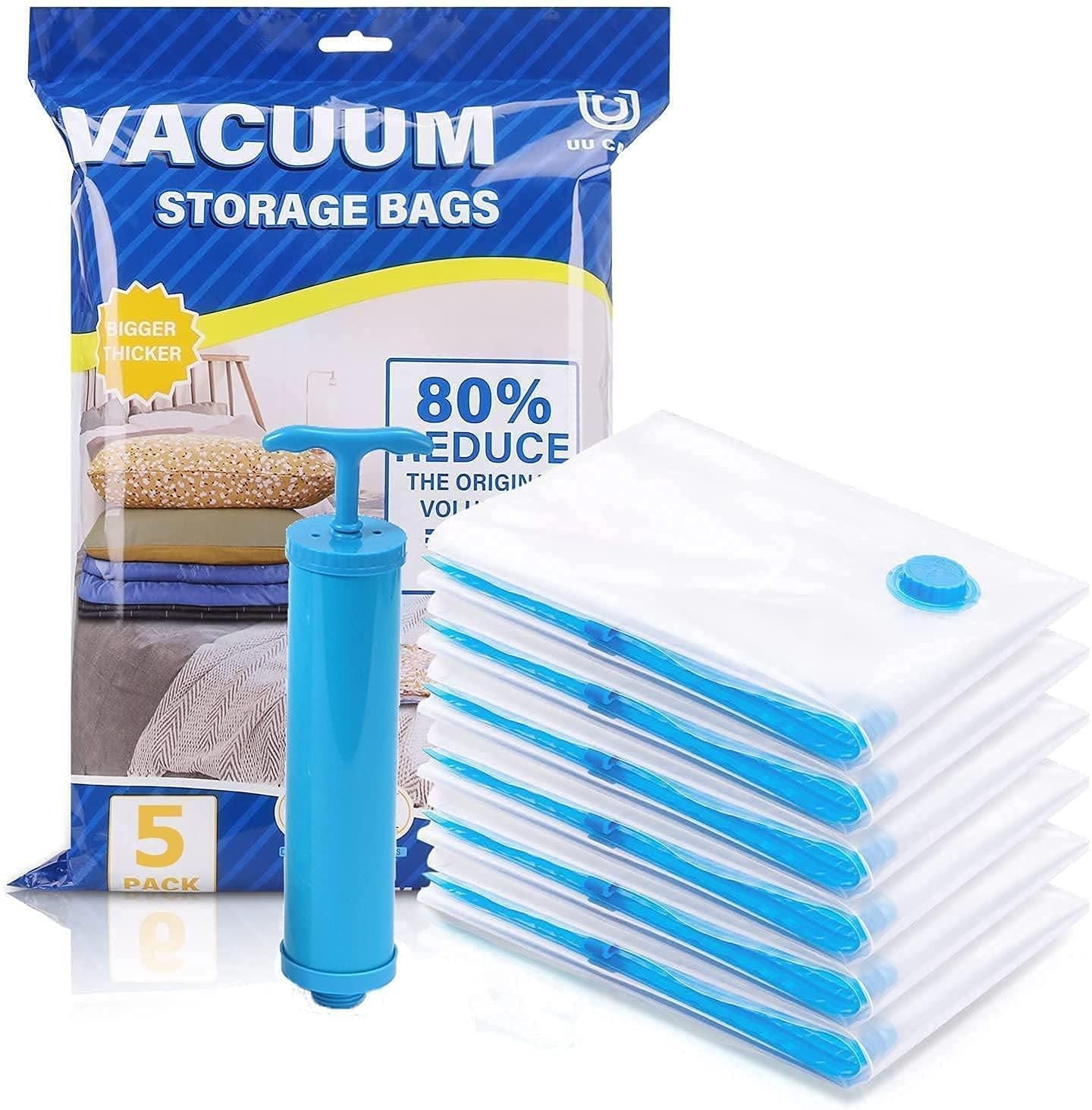 Reusable Vacuum Storage Space Saver Bags (Pack of 5)